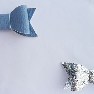 Blue and Silver Bow Set